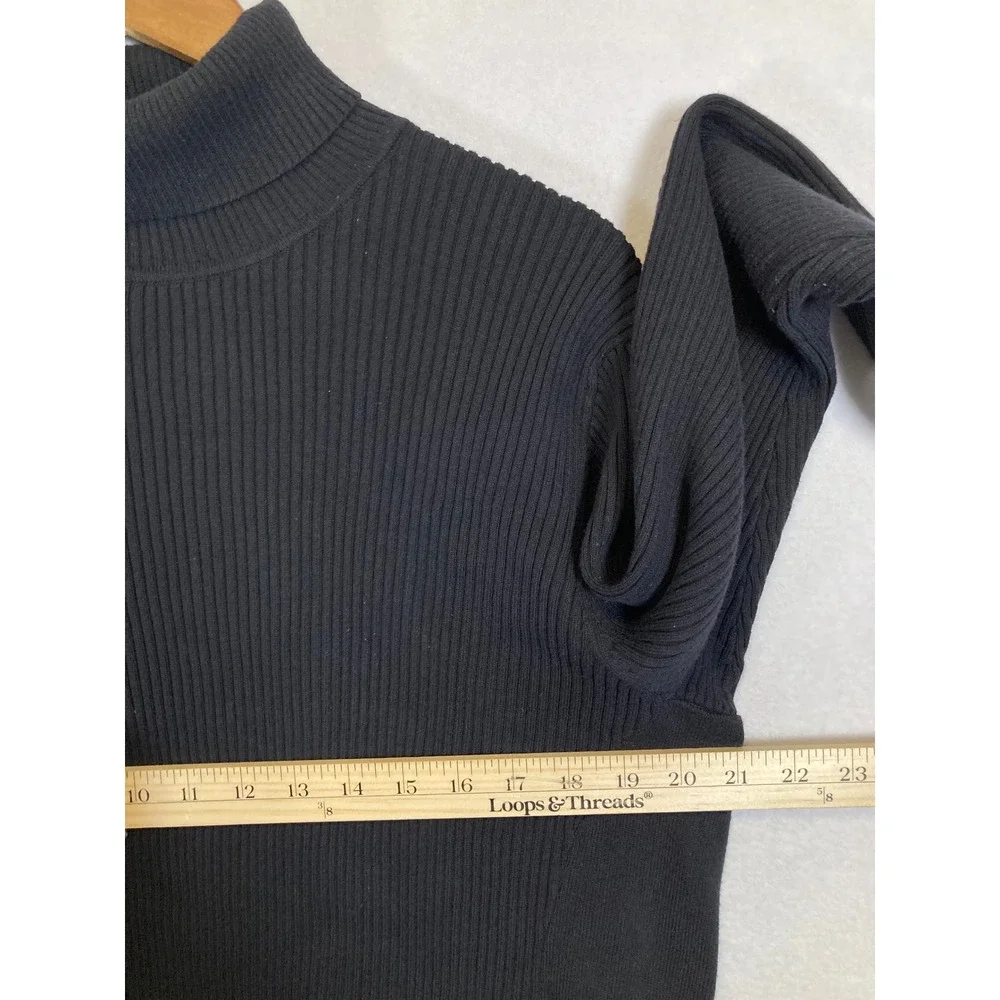 Classic Minimalist Coldwater Creek Women XL Black‎ Ribbed Turtleneck Sweater